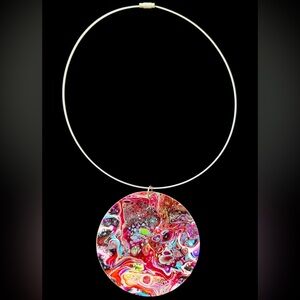 ⚫️ Hand-Painted One Of A Kind 3” Super Lightweight Abstract Pendant